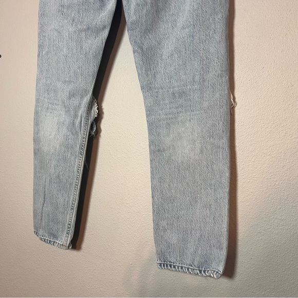 Agolde Jamie High Rise Classic Jeans Ankle Crop Size 27 Light Wash Distressed - Picture 9 of 13